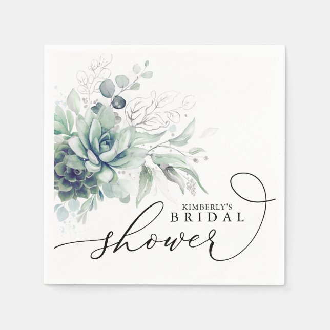 Guardanapo De Papel Suculentas Verdura Elegante Chá de Bebê / Noiva (Frente)