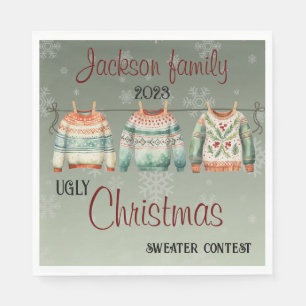 Guardanapo De Papel Suéter de Natal Feio Considerou Napkins Personaliz