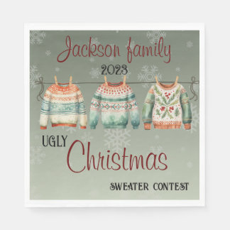 Guardanapo De Papel Suéter de Natal Feio Considerou Napkins Personaliz