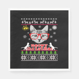 Guardanapo De Papel Suéter de Natal Feio do Gato Meowy Gato Natal