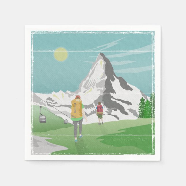 Guardanapo De Papel suiça de poster de viagens matterhorn (Frente)