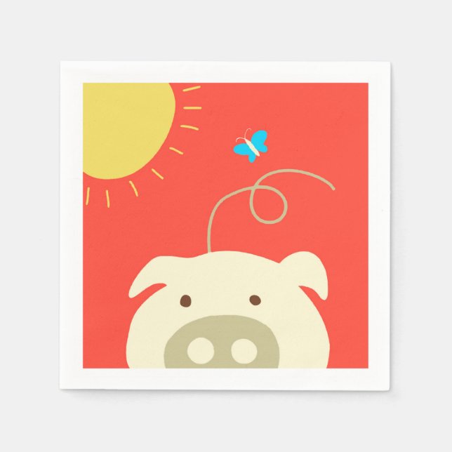 Guardanapo De Papel Suíno e borboleta (Frente)