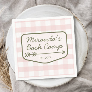 Guardanapo De Papel Summer Bach Camp Gingham Pink & Green Bachelorette