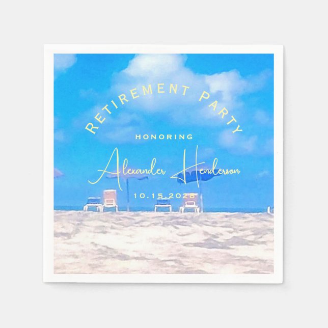 Guardanapo De Papel Summer Beach Retirement Party Cocktail (Frente)