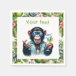 Guardanapo De Papel Summer Chimp Chillin - Óculos de sol e coquetel
