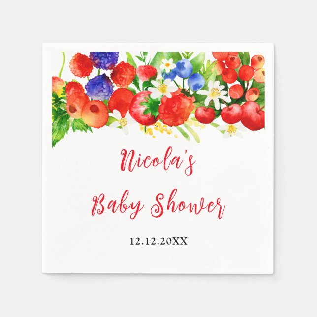 Guardanapo De Papel Summer Mixed Berries Baby Shower (Frente)