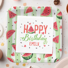 Guardanapo De Papel Summer Red Watermelon Themed Girl Aniversário