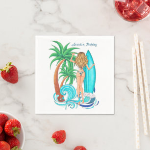 Guardanapo De Papel Summer Surf Beach Party