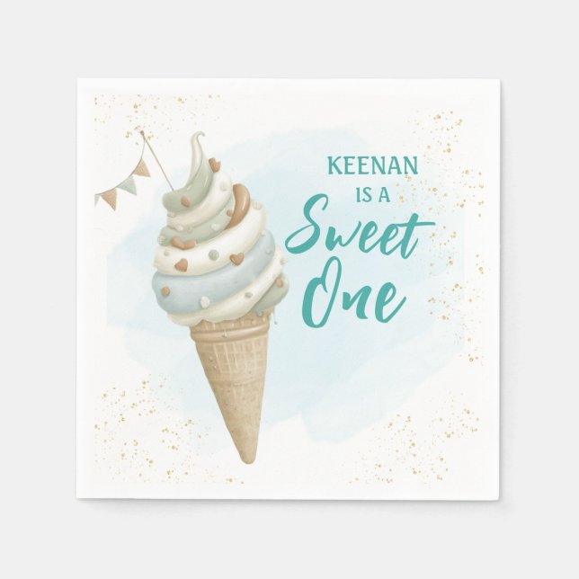 Guardanapo De Papel Summer Sweet One Icecream First Birthday  (Frente)