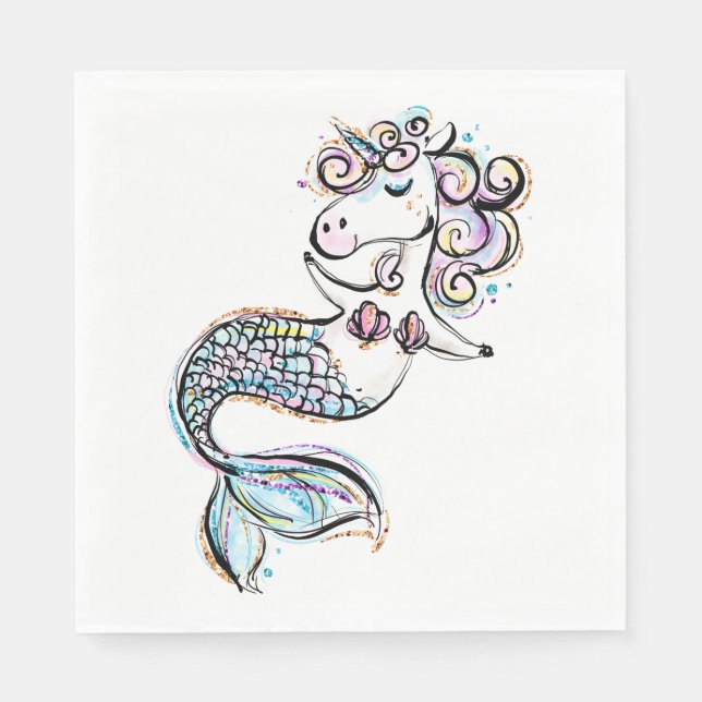 Guardanapo De Papel Summer Unicorn Mermaid (Frente)