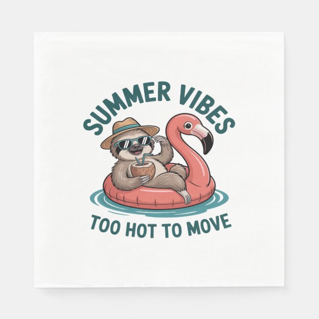 Guardanapo De Papel Summer Vibes Sloth Engraçado Pregado (Frente)