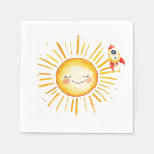 Guardanapo De Papel Sun e Rocketship Primeiro Aniversário