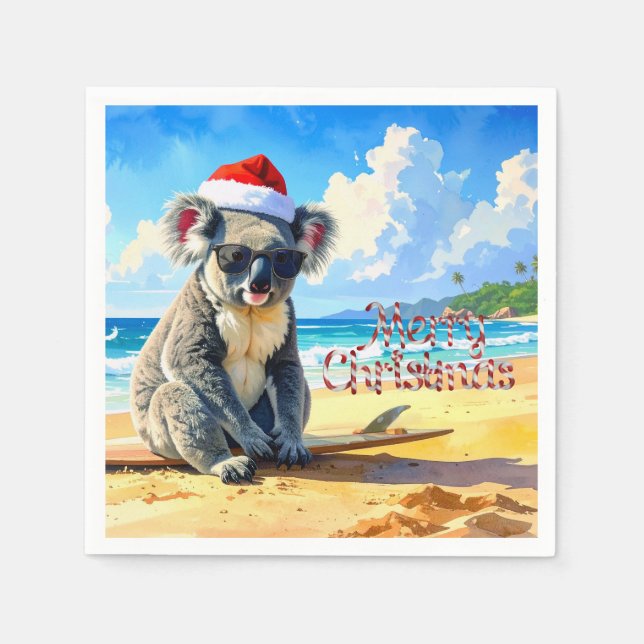 Guardanapo De Papel Sun e Surf Koala Santa Hat (Frente)