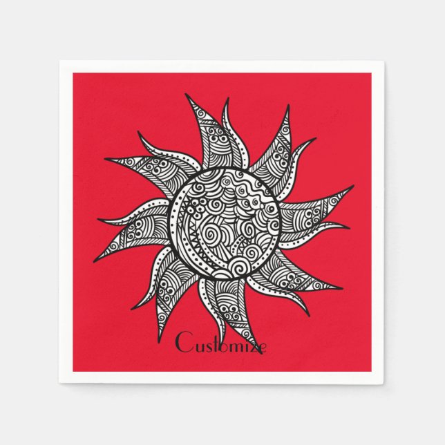 Guardanapo De Papel Sun Tattoo Thunder_Cove estilo Henna (Frente)