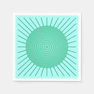 Guardanapo De Papel Sunburst Geométrico Moderno - Aqua e Seafoam Gree
