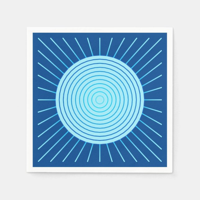 Guardanapo De Papel Sunburst Geométrico Moderno - Azul Cobalto e Aqua (Frente)