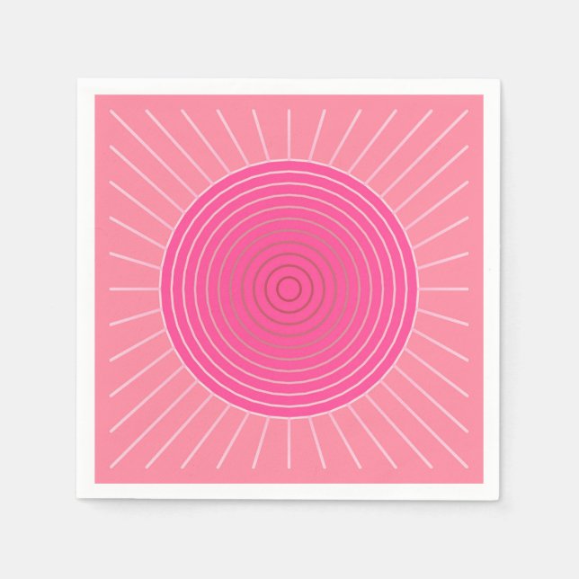 Guardanapo De Papel Sunburst Geométrico Moderno - Sombras Rosa-Coral (Frente)