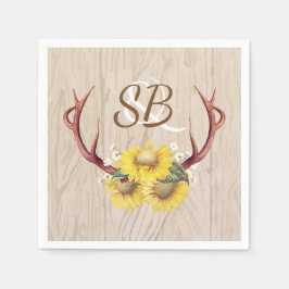 Guardanapo De Papel Sunflower Antlers Rustic Country Wooden Casamento