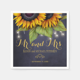 Guardanapo De Papel Sunflower chalkboard mr e mrs script casamento