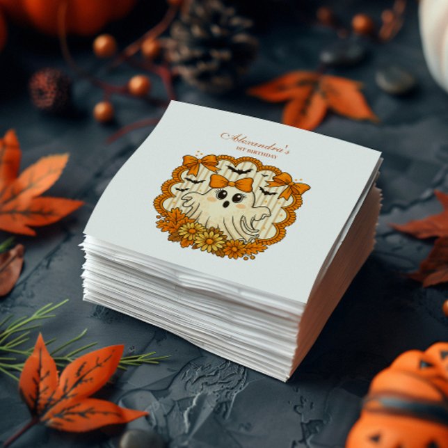 Guardanapo De Papel Sunflower Lace Ghost Halloween 1st Birthday (Criador carregado)