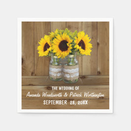 Guardanapo De Papel Sunflower Mason Jar Burlap + Lace Wedkins