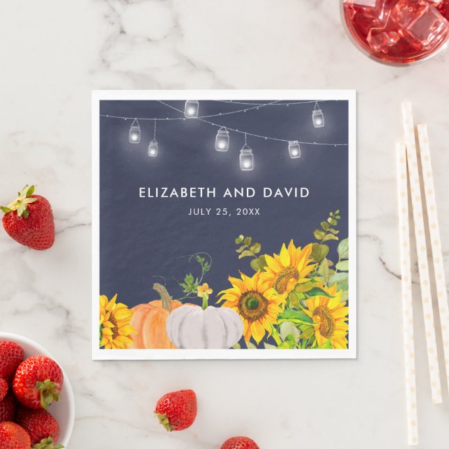Guardanapo De Papel Sunflower Pumpkin String Luzes Casamento Russo (Insitu)