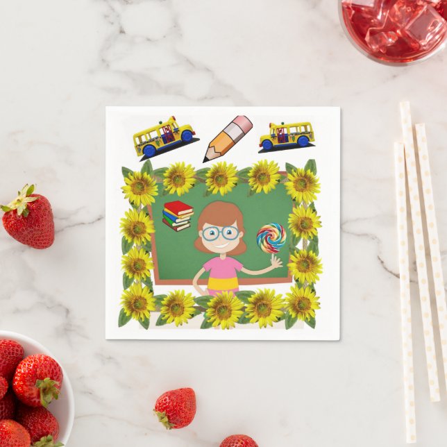 Guardanapo De Papel Sunflower Teacher Paper Napkins (Insitu)