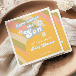 Guardanapo De Papel Sunny Retro Pastel Vem O Chá de fraldas Filho