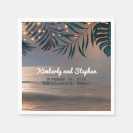 Guardanapo De Papel Sunset de Praia e Palms Luzes Casamento de Destino