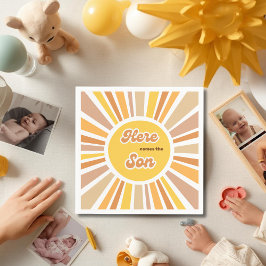 Guardanapo De Papel Sunshine Baby Shower Boho Retro Yellow Sunshine
