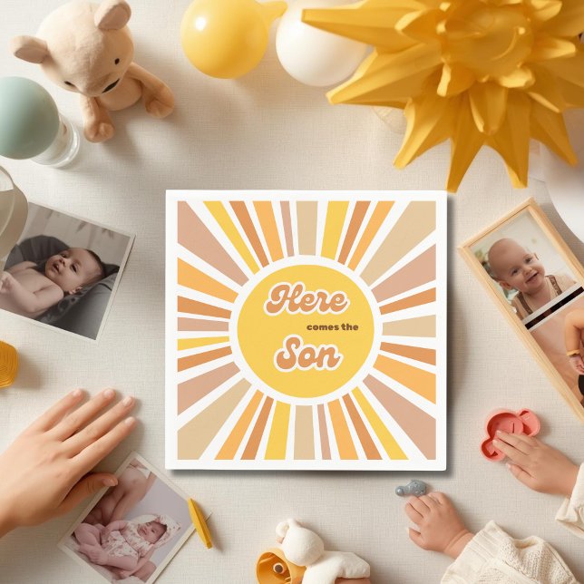 Guardanapo De Papel Sunshine Baby Shower Boho Retro Yellow Sunshine (Criador carregado)