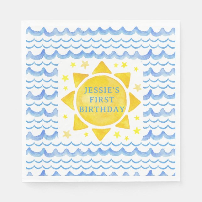 Guardanapo De Papel Sunshine Ocean & Stars Aniversário Napkins - 1rua  (Frente)