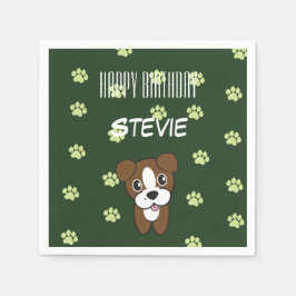 Guardanapo De Papel Super Bonito Boxer Verde Puppy Aniversário Napkin