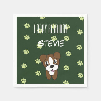 Guardanapo De Papel Super Bonito Boxer Verde Puppy Aniversário Napkin