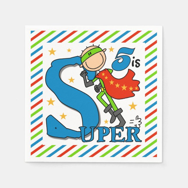 Guardanapo De Papel Super Hero Boy 5 Birthday Paper Napkins (Frente)