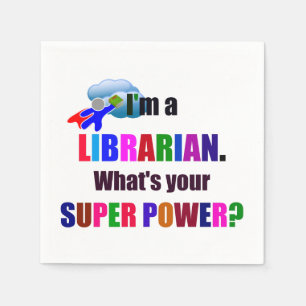 Guardanapo De Papel Super-herói Bibliotecário - Design de texto Colo
