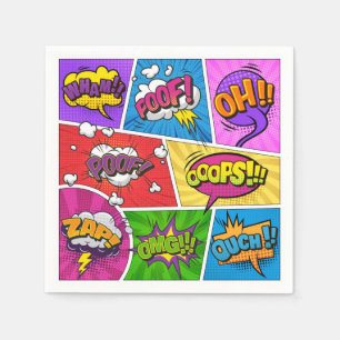 Guardanapo De Papel Super-herói Gamer Comic book design napkin