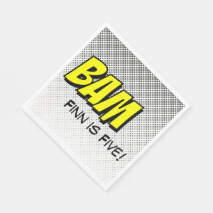 Guardanapo De Papel Super-herói Luncheon Napkins Amarelo "Bam" com pon