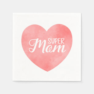 Guardanapo De Papel Super mãe em cor-de-água rosa, dia de as mães
