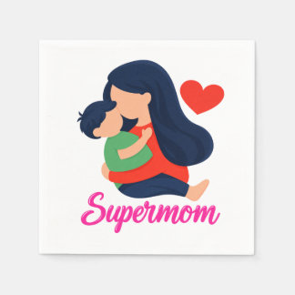 Guardanapo De Papel Supermom Cute Mother and Child Paper Napkin