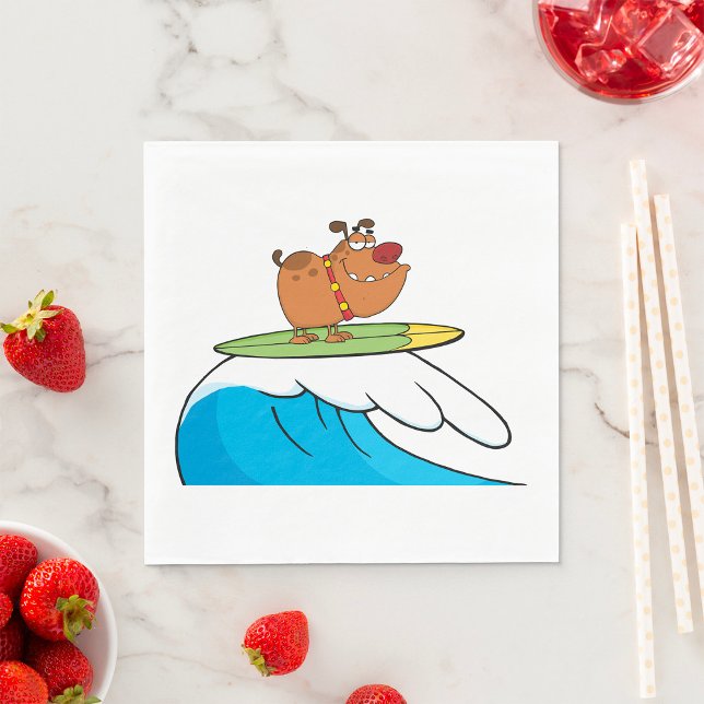 Guardanapo De Papel Surfing Buldog Engraçado Cachorro Napkins (Criador carregado)