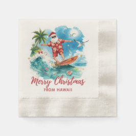 Guardanapo De Papel Surfing Christmas in Hawaii with Santa Claus