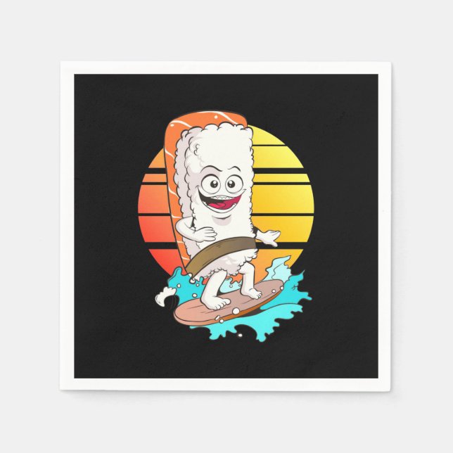 Guardanapo De Papel Surfing Sushi (Frente)