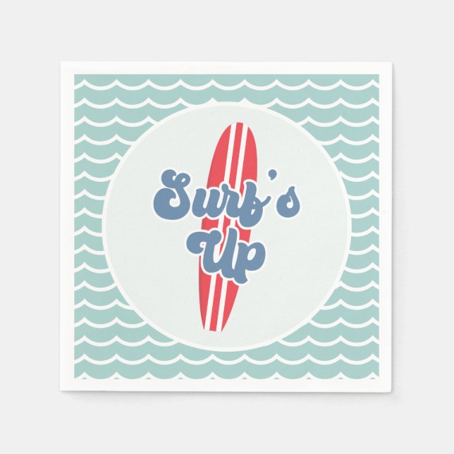 Guardanapo De Papel Surfs Up Beach Birthday (Frente)