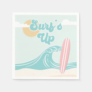 Guardanapo De Papel Surfs Up Pink Beach Birday Plates