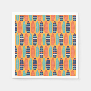 Guardanapo De Papel Surfs Up Surfboards Orange Blue Summer Birday