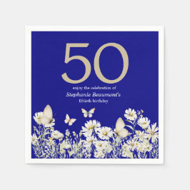 Guardanapo De Papel Surpresa Branca de Flor Selvagem 50º Aniversário