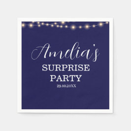 Guardanapo De Papel Surpresa de Aniversário com Luzes de Corda Azul-Ma