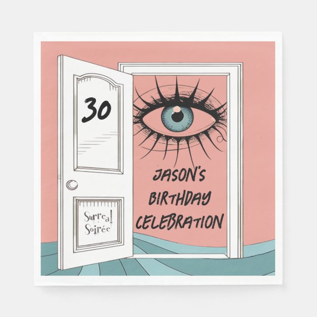 Guardanapo De Papel Surreal aniversário, 30 surrealismo social (Frente)