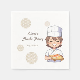 Guardanapo De Papel Sushi Birthday Party Invitation with Cute Anime 